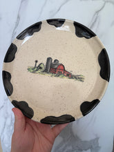 Load image into Gallery viewer, Farm Platter | Cow Print with Farm Transfer | ~ 10" Diameter
