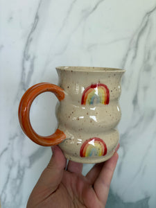 Rainbow Mug | Orange Handle | ~ 14 oz