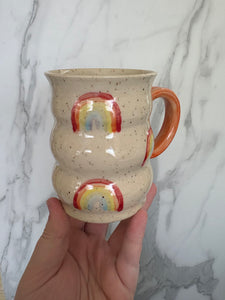 Rainbow Mug | Orange Handle | ~ 14 oz