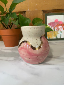 Pink Drip Bud Vase | REAL GOLD details | ~5in