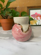 Load image into Gallery viewer, Pink Drip Bud Vase | REAL GOLD details | ~5in
