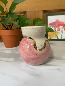 Pink Drip Bud Vase | REAL GOLD details | ~5in