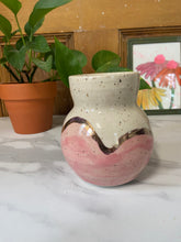 Load image into Gallery viewer, Pink Drip Bud Vase | REAL GOLD details | ~5in
