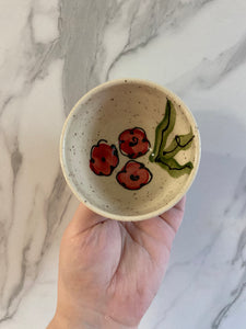 XS Dip bowl with Hand Painted Poppies | ~3" Diameter