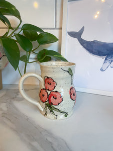 Booty Mug with Hand Painted Poppies | ~14oz