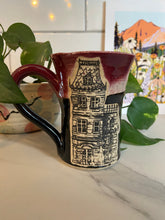 Load image into Gallery viewer, Haunted House Mug | Cranberry/Black | ~14oz | Second

