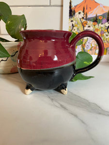 Cauldron Mug | Cranberry/Black | ~14 oz