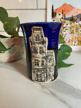 Load image into Gallery viewer, Haunted House Cup | Blue/Black | ~14oz
