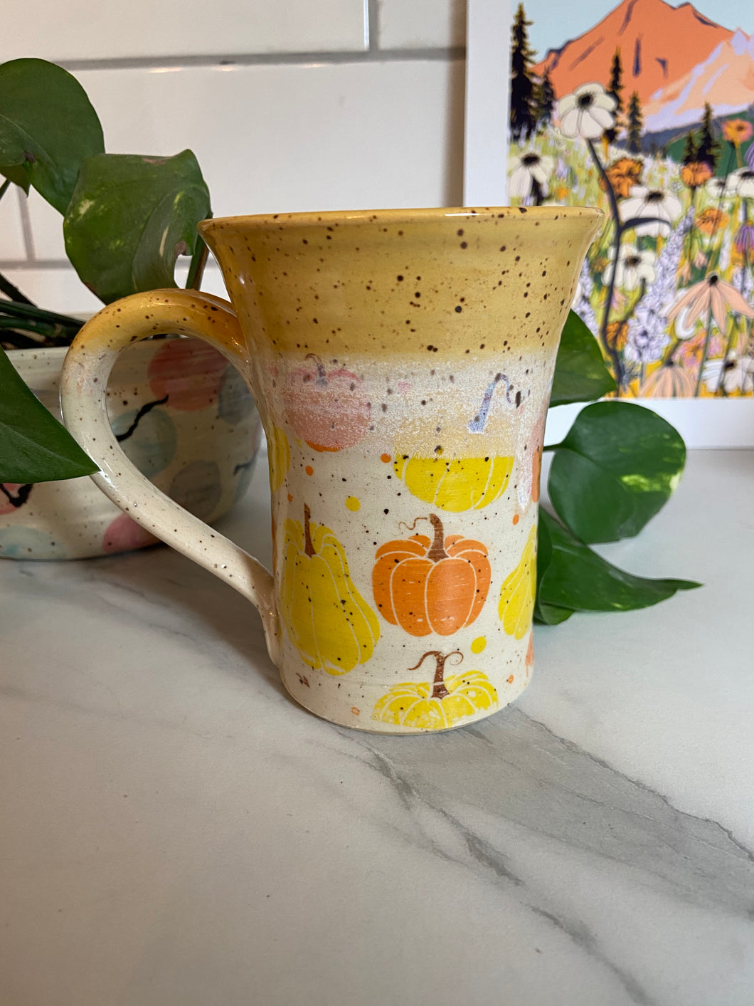 Pumpkin Mug | Glossy Yellow | ~14 oz