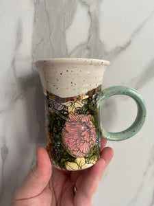 Floral Mug with REAL GOLD Details | SECOND