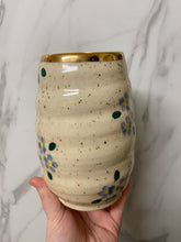 Load image into Gallery viewer, Medium Forget-Me-Not Vase with REAL GOLD Details | ~10&quot; Tall
