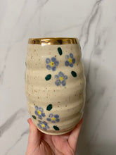 Load image into Gallery viewer, Medium Forget-Me-Not Vase with REAL GOLD Details | ~10&quot; Tall
