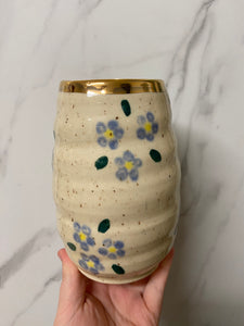 Medium Forget-Me-Not Vase with REAL GOLD Details | ~10" Tall