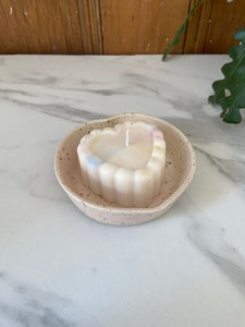 Heart Shaped Dish + Bizarre Wicks Confetti Cake Candle