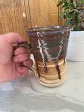 Load image into Gallery viewer, Tall Marbled Mug | ~16oz |Blue-Grey Shimmer Drip
