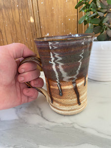 Tall Marbled Mug | ~16oz |Blue-Grey Shimmer Drip