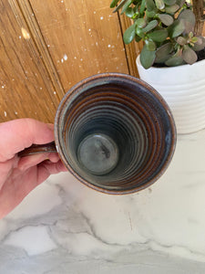Tall Marbled Mug | ~16oz |Blue-Grey Shimmer Drip