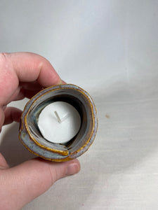 Tea Light Holder (Hand Built Lace) in "Silver Shimmer"